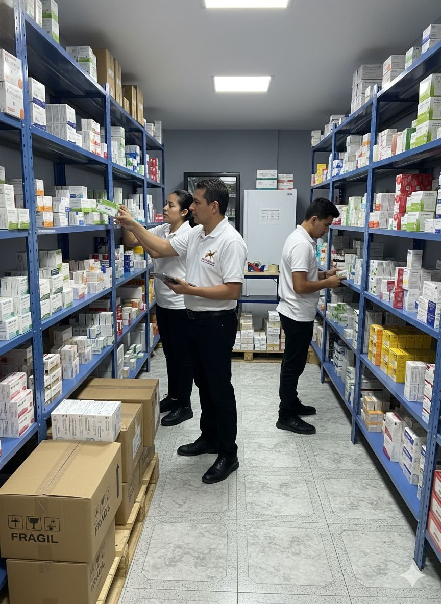 Equipo de trabajo en almacén